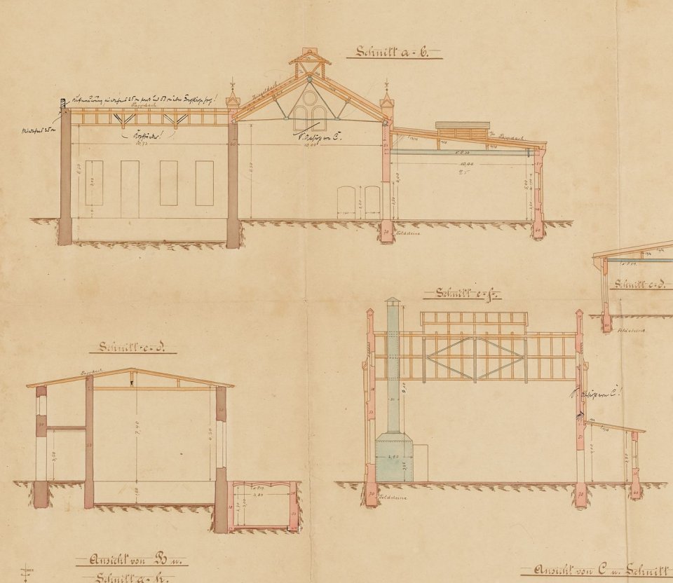 Survey drawing of the production facilities of the gasworks in Paczków