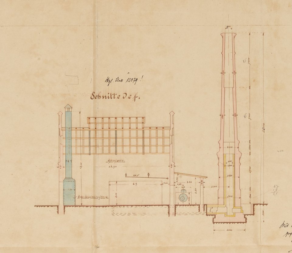 Design plan of the process buildings of the gasworks in Paczków