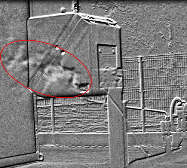 Gas cloud as seen by thermal imaging camera